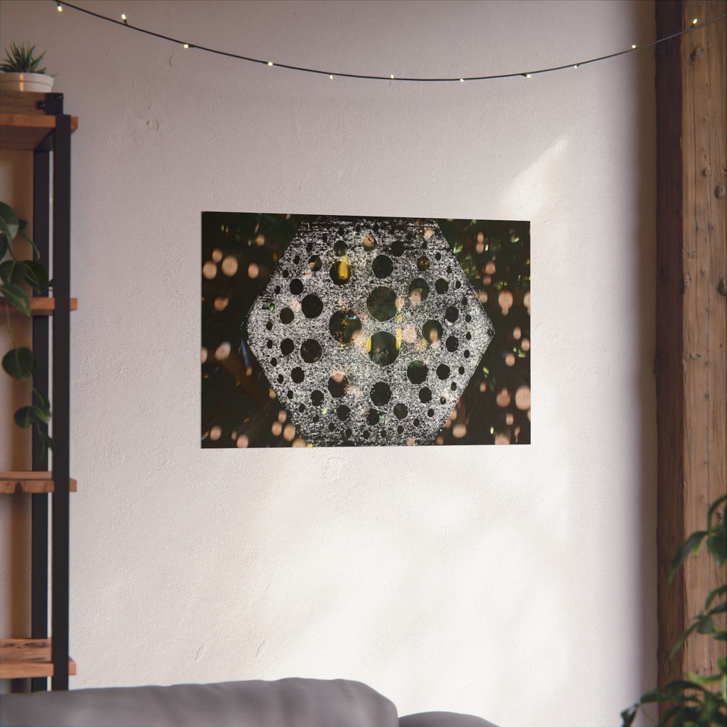 Hexagonal Crystal Bokeh Matte Poster — Abstract Celestial Wall Art