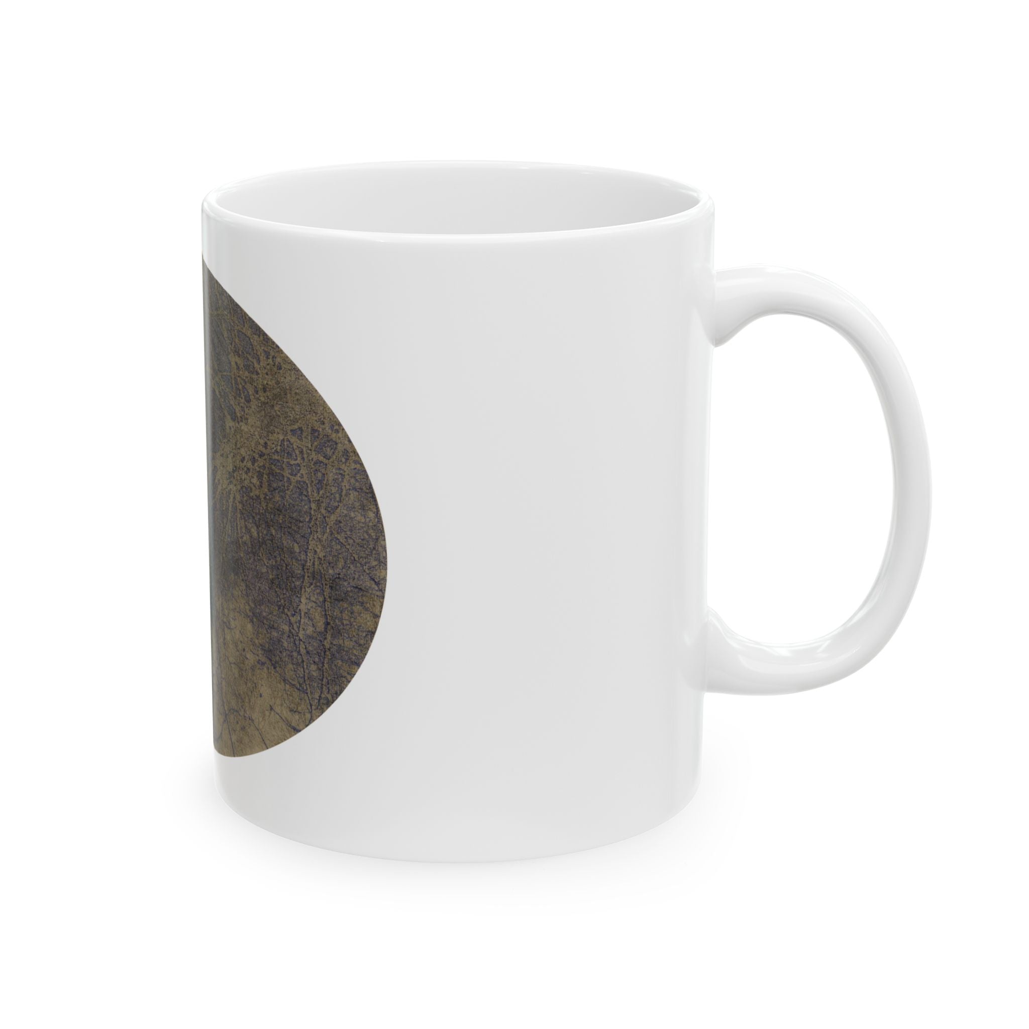 Abstract Earthtone Ceramic Mug — Organic Textured Circle Design - no 24