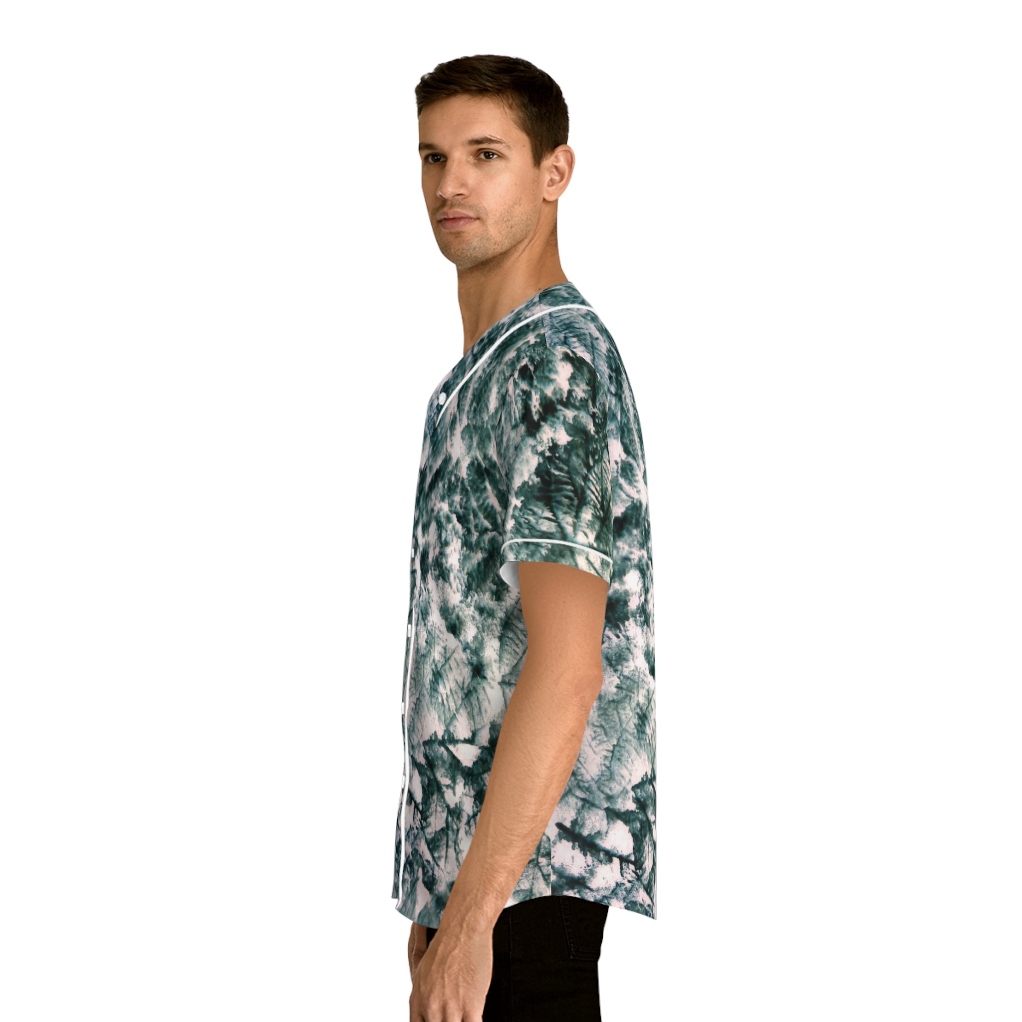 Tie-Dye Fern Baseball Jersey — Green Botanical All-Over Print