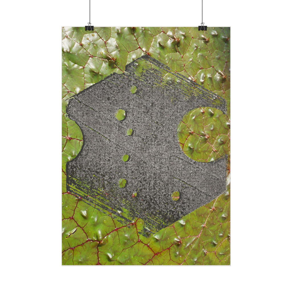 Abstract Geometric Hexagon Poster Vertical | Green Leaf Texture