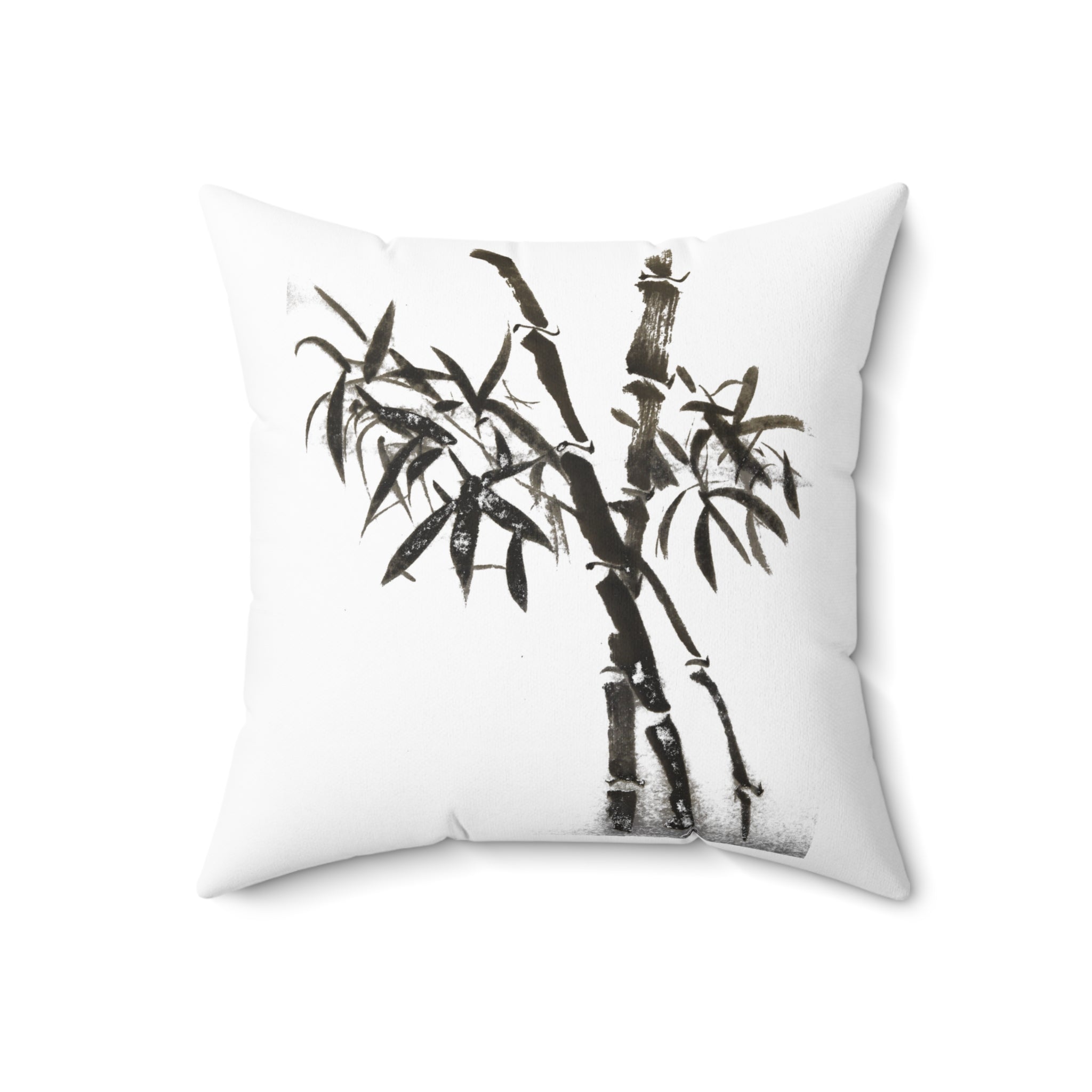 Decoratief sierkussen met bamboe-inktkunst - Minimalistisch Aziatisch Zen-sierkussen 