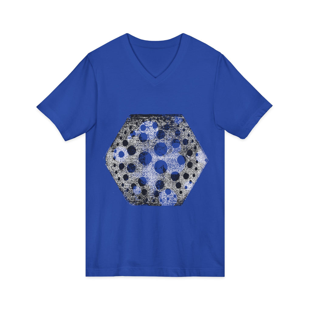 Hex Moon Graphic V-Neck Tee Design Hex17 — Distressed Space Cheese Vintage Astronomy V-Neck T-Shirt