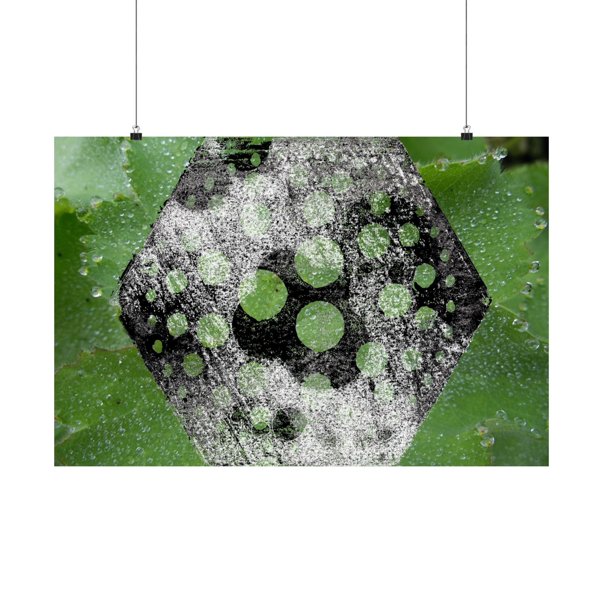 Matte Horizontal Poster — Green Hexagon Botanical Abstract Wall Art