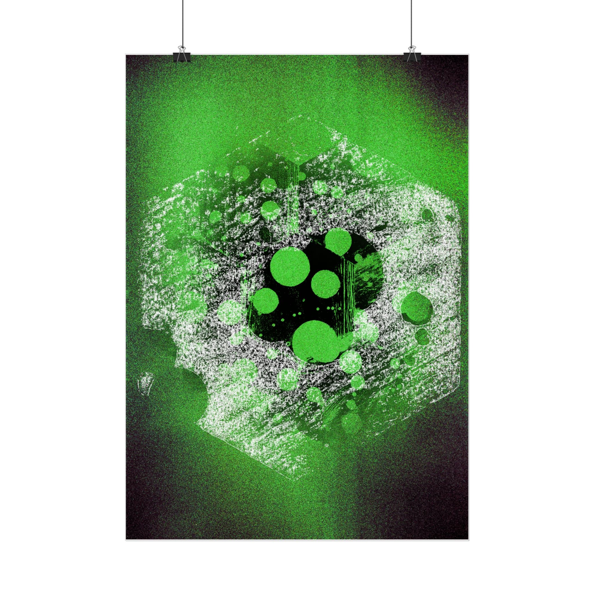 Abstract Green Nebula Matte Poster — Modern Geometric Wall Art