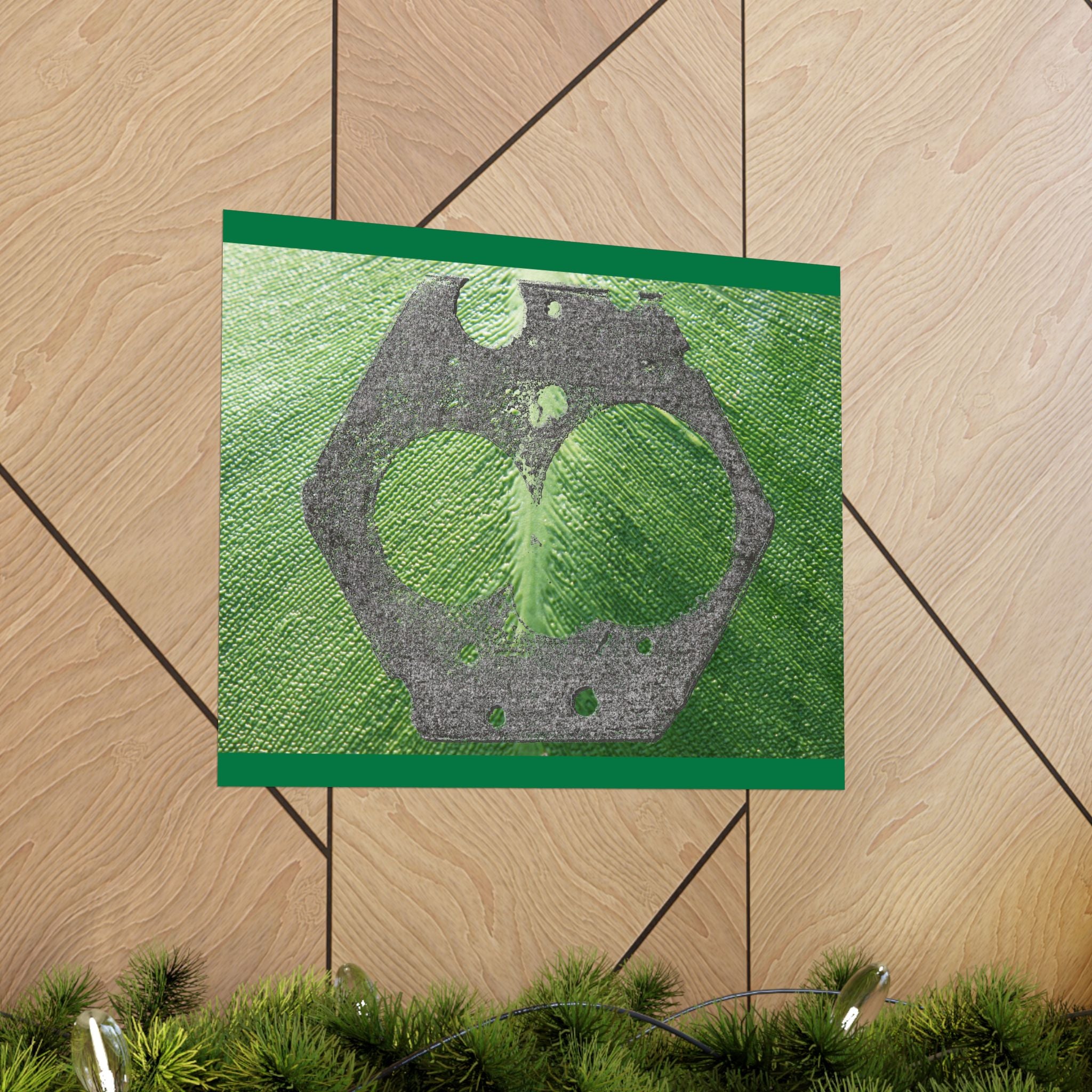 Groene abstracte cirkelkunst, matte horizontale poster | Moderne geometrische wanddecoratie 