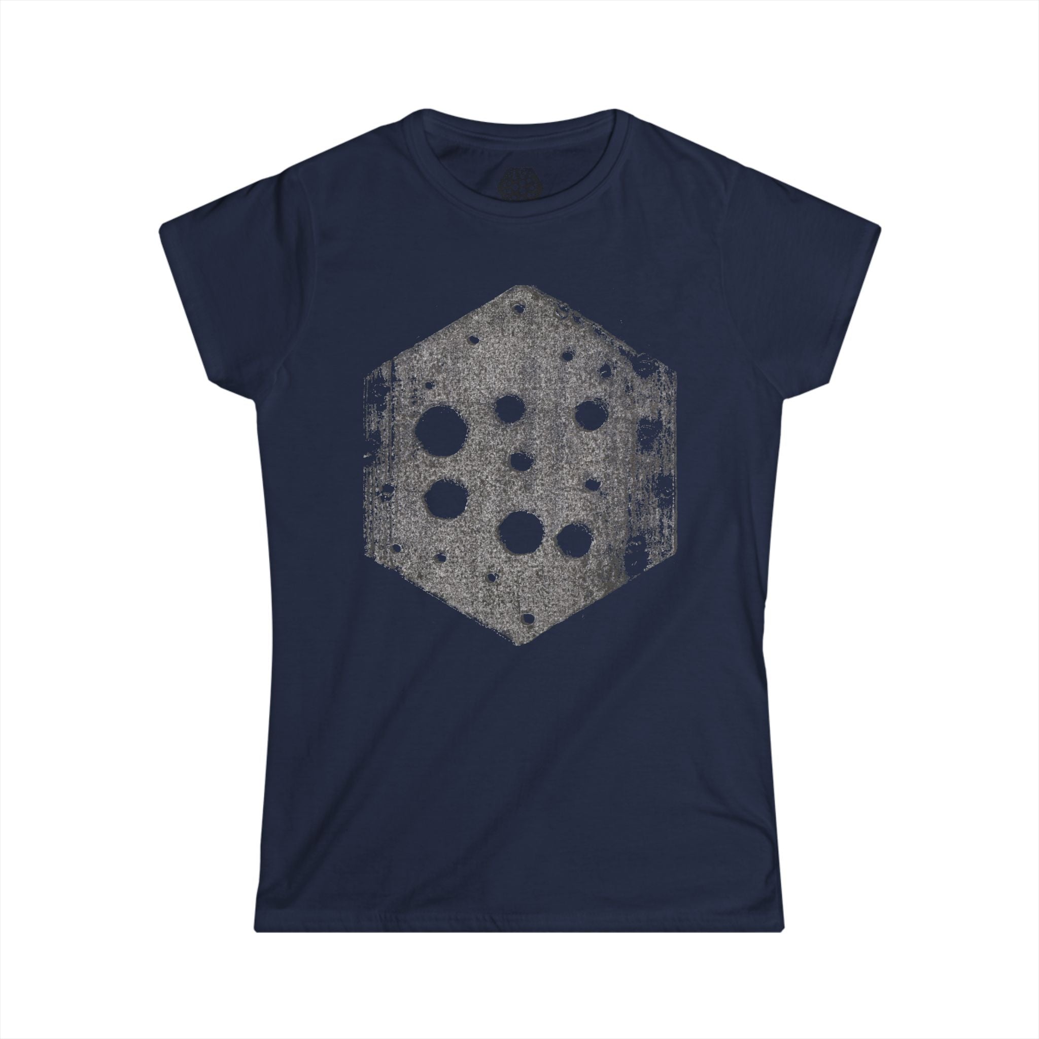 Dames T-shirt met zeshoekige dobbelstenenprint — Vintage bordspel T-shirt 