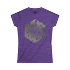 Dames T-shirt met Hexagon Galaxy-print — T-shirt met verweerde Space Dot-afbeelding 