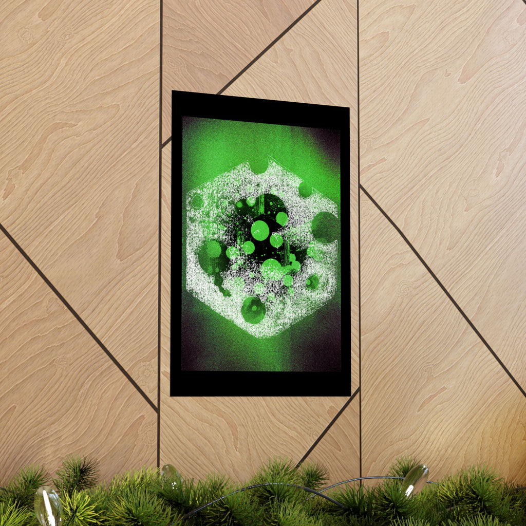 Abstract Green Nebula Matte Poster — Geometric Celestial Wall Art