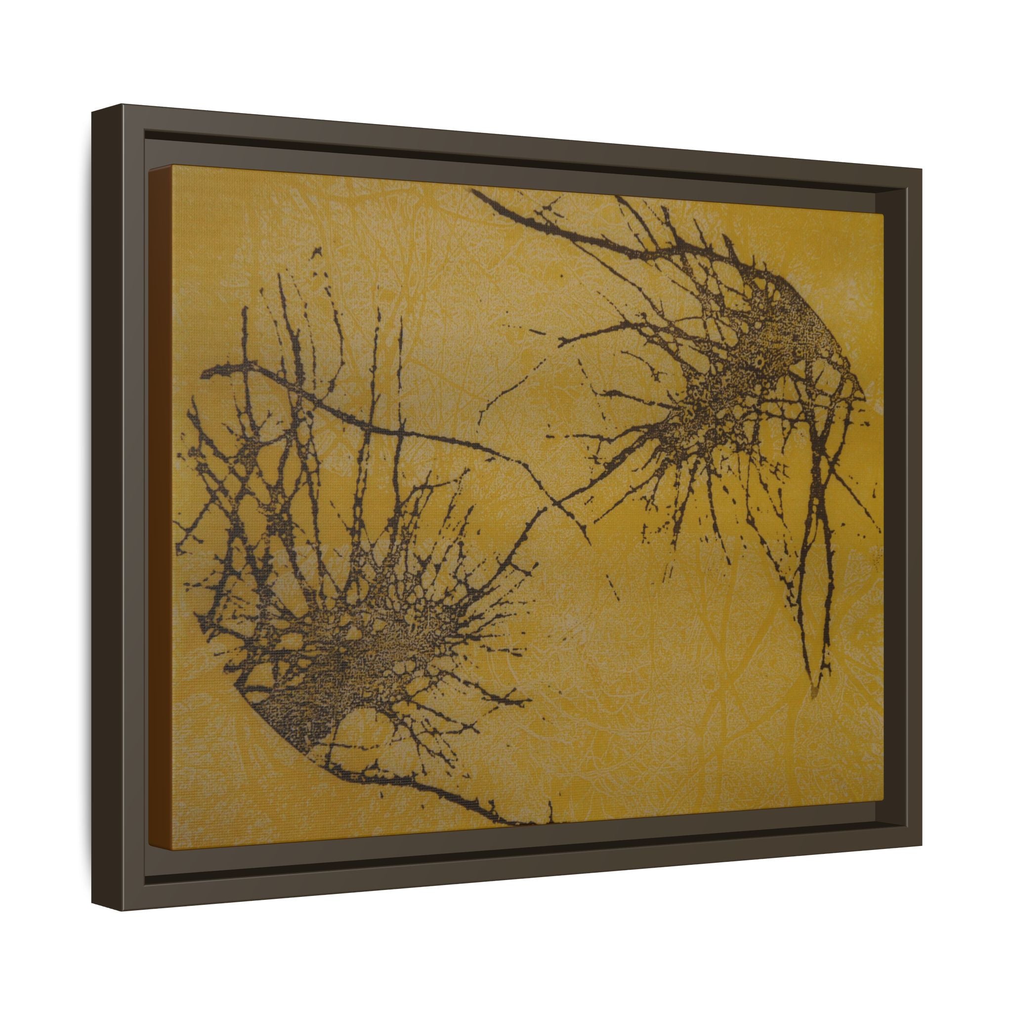 Framed Matte Canvas Art, no 17 — Twin Tree Wood-Carving Reproduction (Black & Deep Buttered Rum)