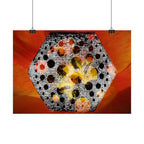Abstracte zeshoekige bloemenposter — Opvallende oranje moderne muurdecoratie 