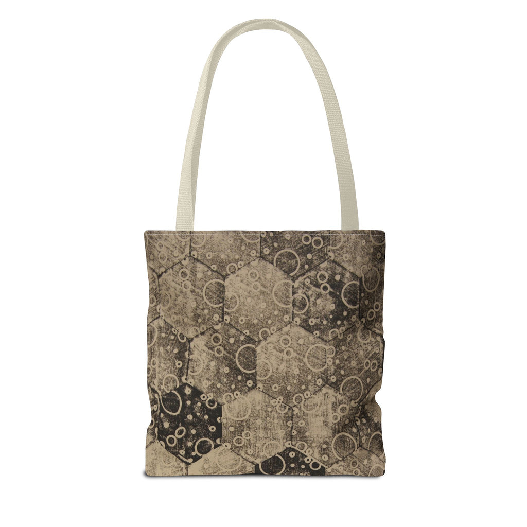 Vintage Hexagon Pattern Tote Bag – Sepia Geometric All-Over Print