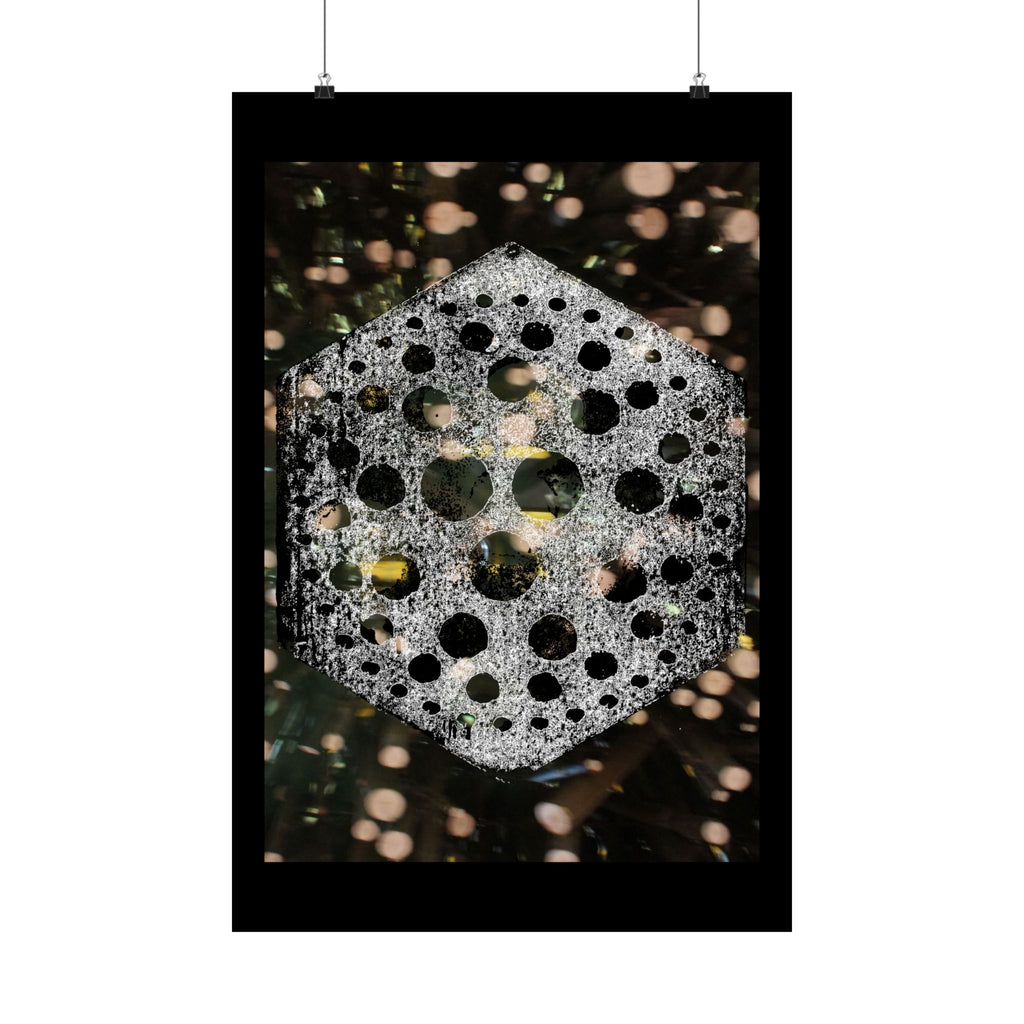 Geometric Hexagon Bubble Art Matte Poster — Abstract Floral Light Vibes