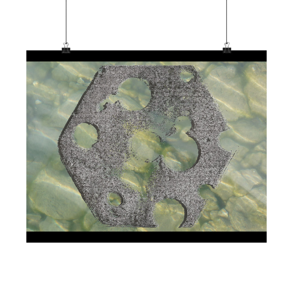 Abstract Seagrass & Stone Matte Horizontal Poster — Coastal Texture Wall Art