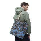 Abstract Blue Splatter Tote Bag - Artistic All-Over Print