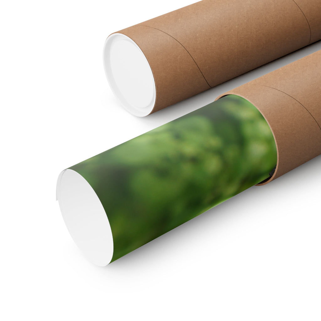Abstracte poster met groen mos en verweerd metaal (mat) — Botanische natuur muurdecoratie (horizontaal) 