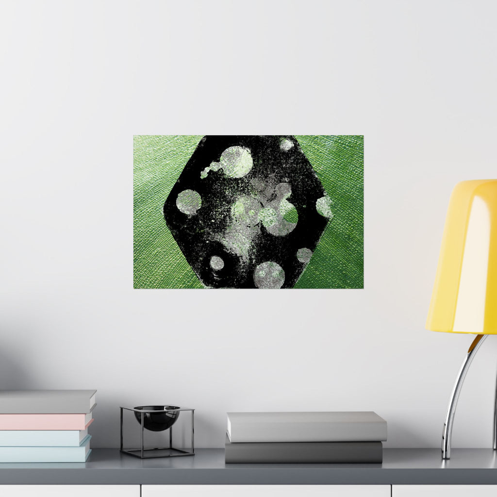 Abstract Green Dice Matte Poster — Geometric Art Print