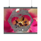 Abstract Floral Geometry Matte Horizontal Poster | Pink Bloom, Hex Cutout