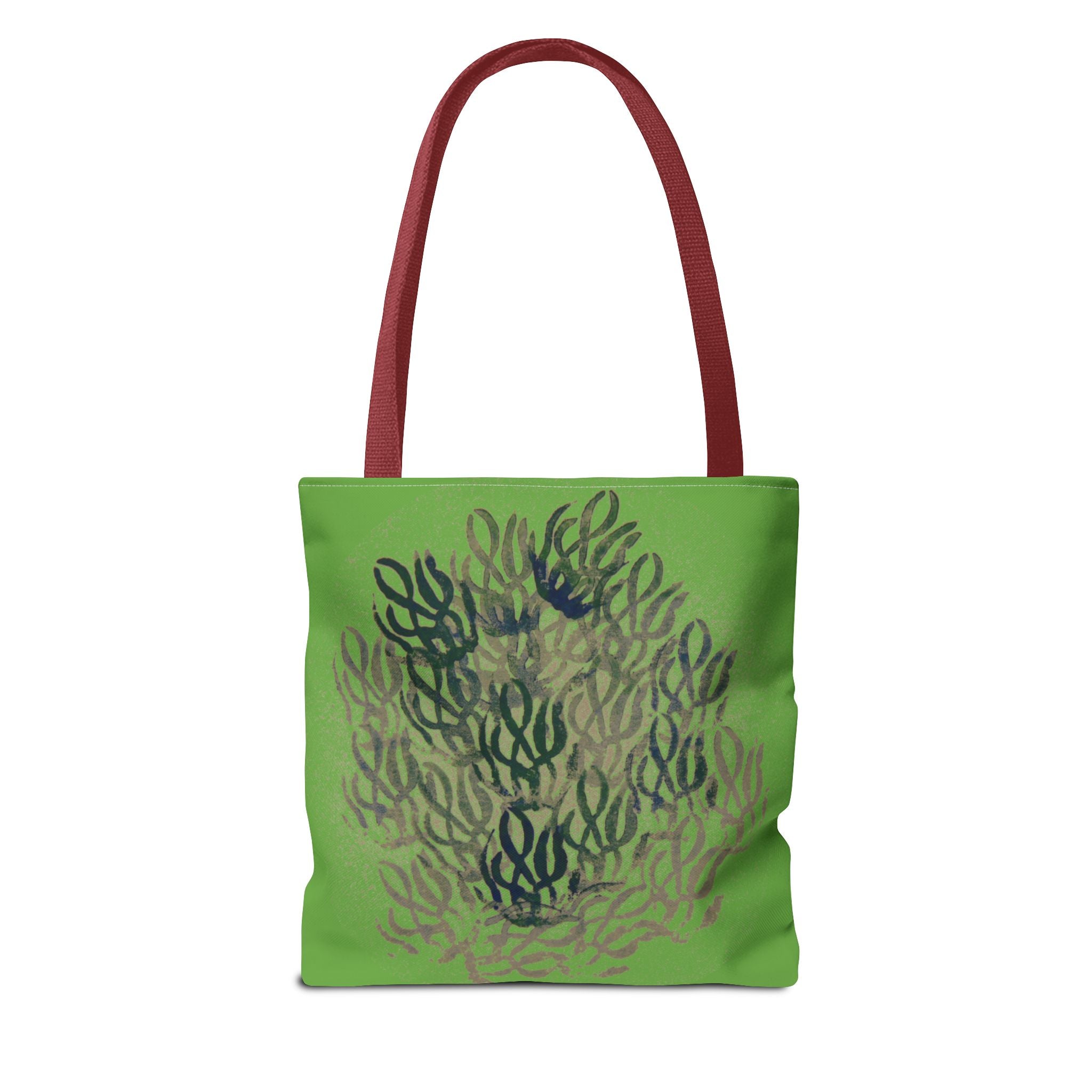 Green Abstract Coral Tote Bag – Ocean-Inspired All-Over Print Tote