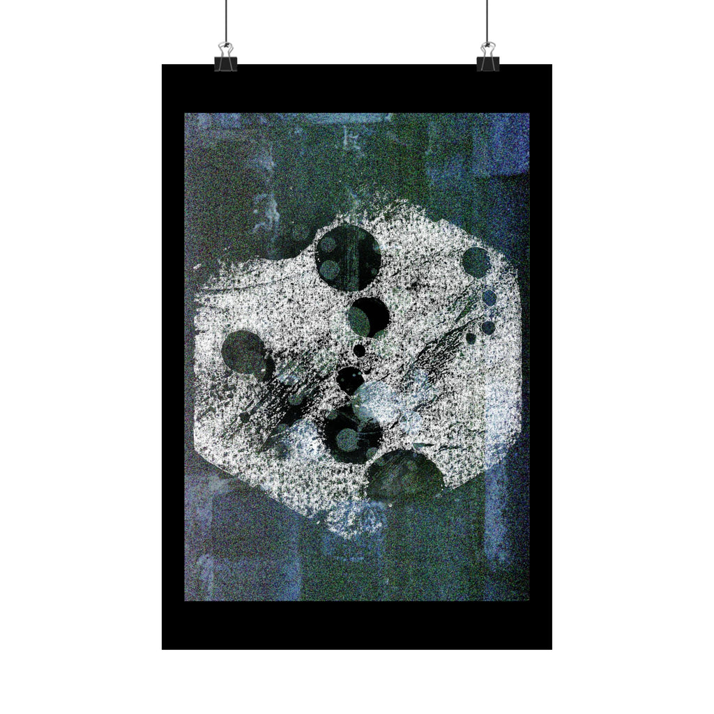 Abstract Moon Phase Matte Poster — Dark Blue Textured Wall Art