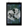 Abstract Moon Phase Matte Poster — Dark Blue Textured Wall Art