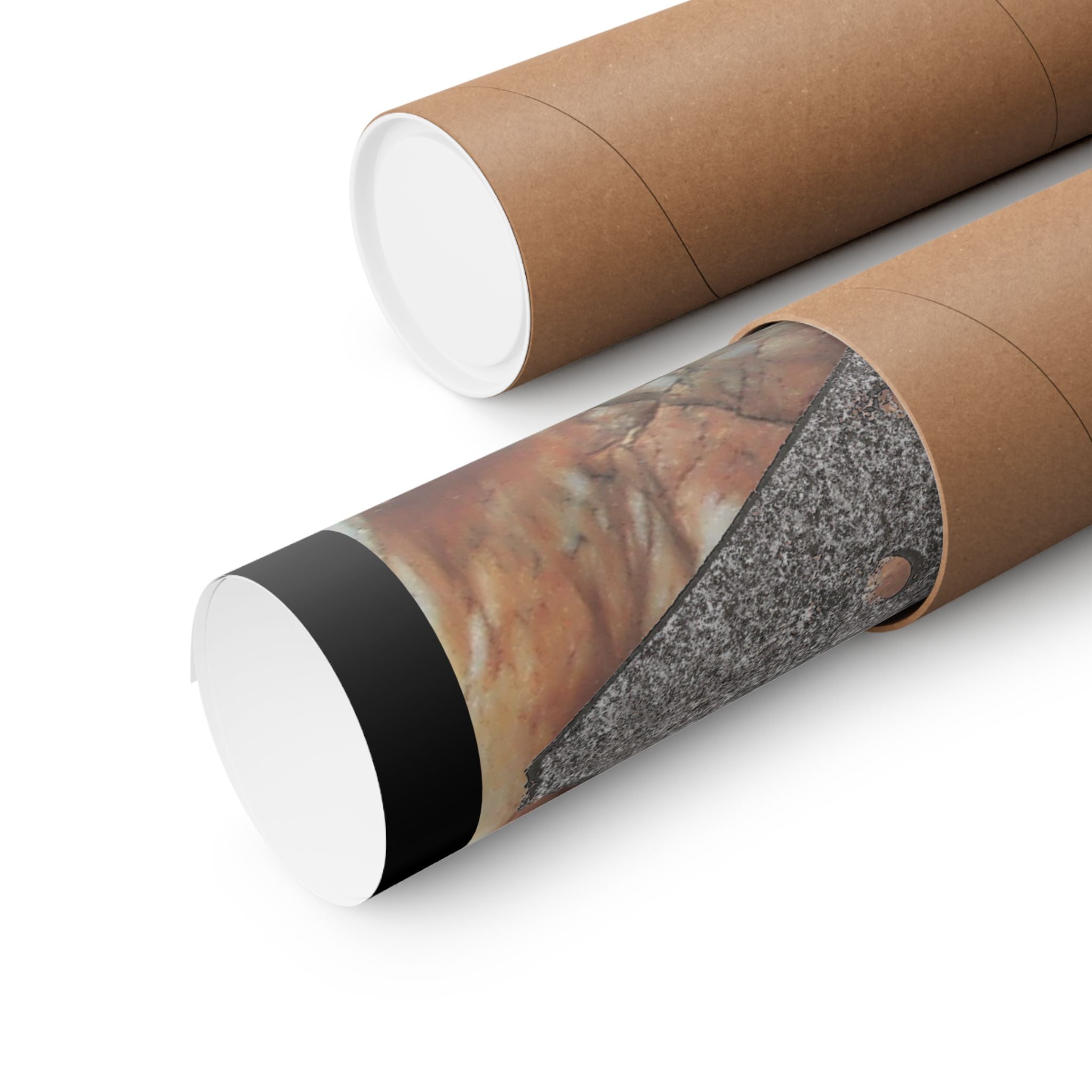 Abstracte poster in roest- en steenkleur met matte afwerking — Industriële geode muurdecoratie 