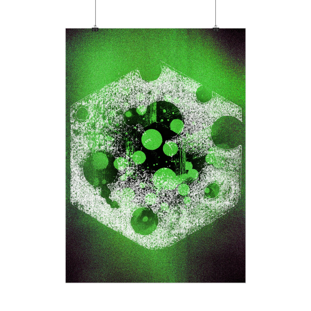 Abstract Green Nebula Matte Poster — Geometric Celestial Wall Art