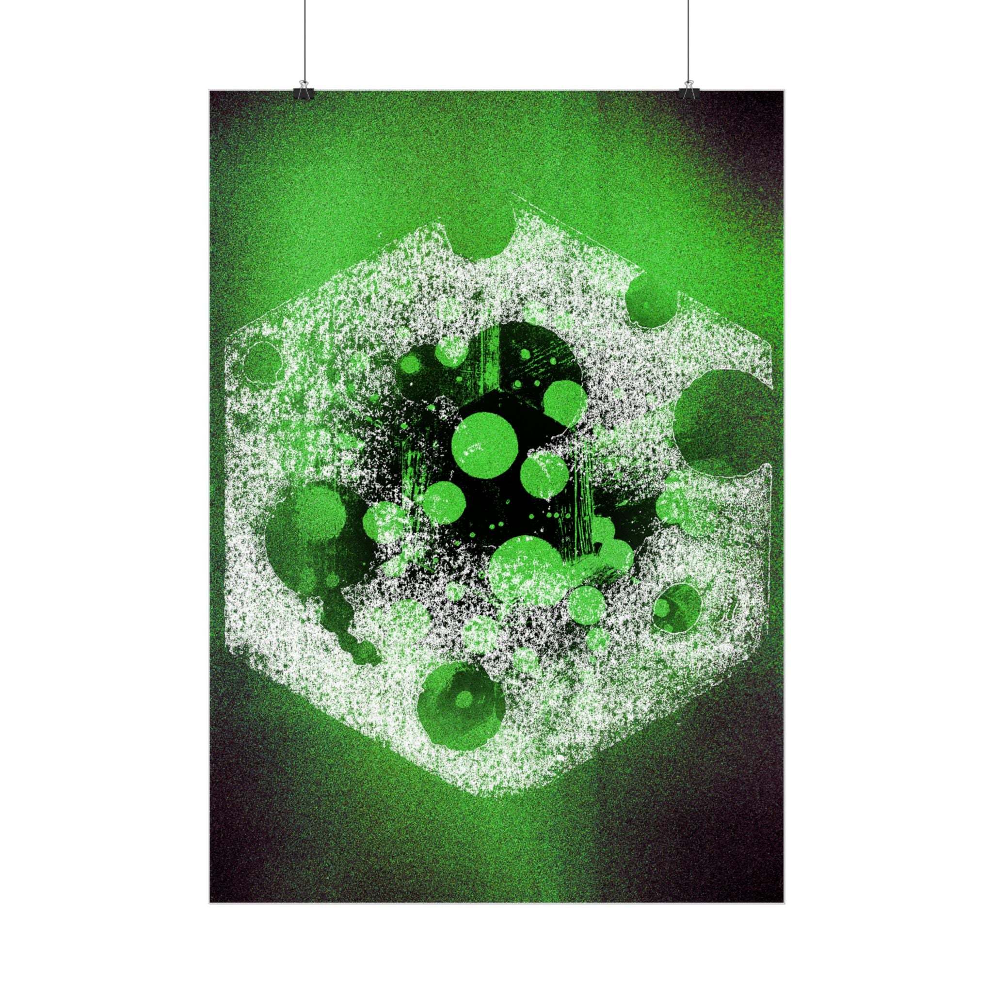 Abstract Green Nebula Matte Poster — Geometric Celestial Wall Art