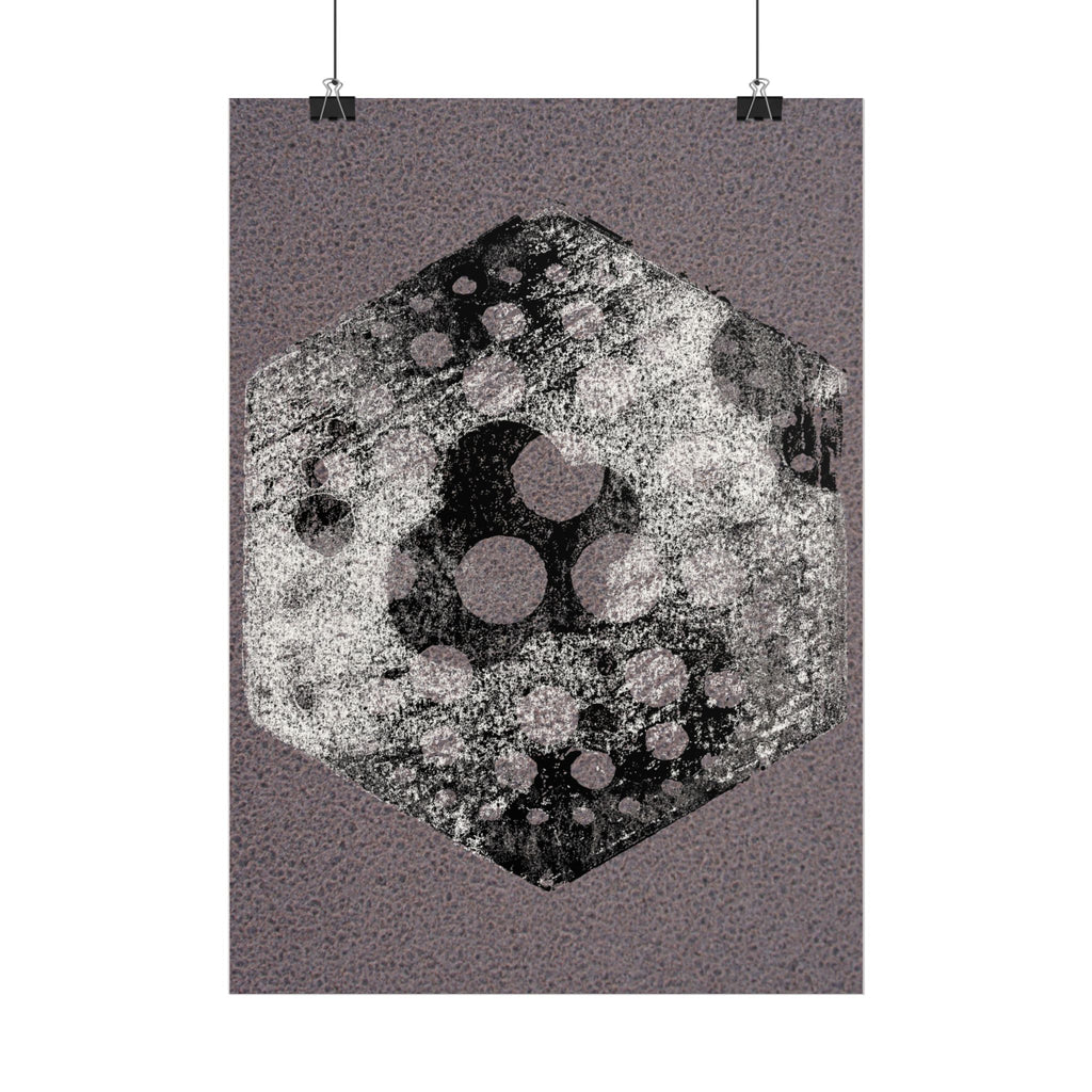Abstracte zeshoekige kunstposter — Verticale print met grunge-textuur 