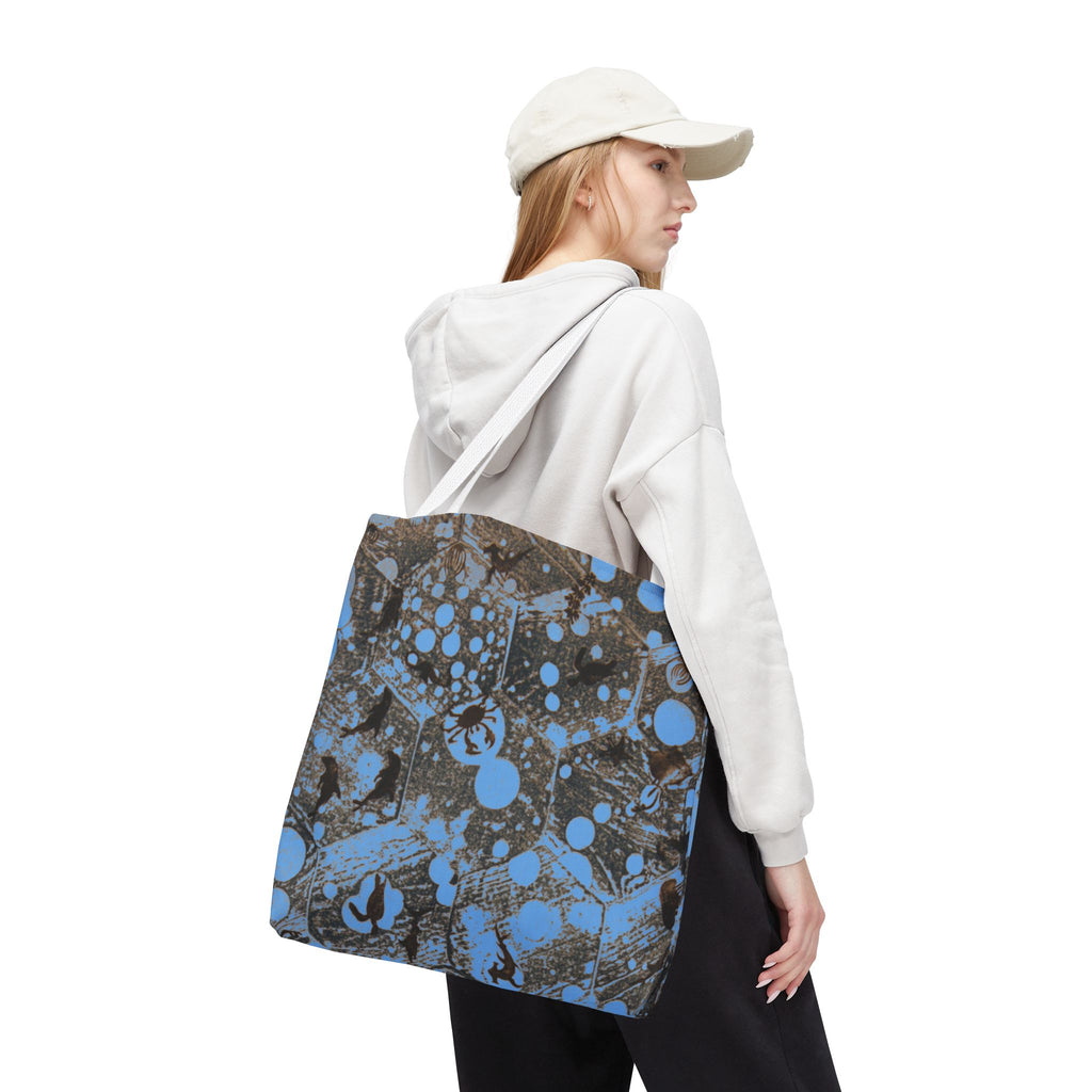 Abstract Blue Splatter Tote Bag - Artistic All-Over Print