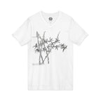 Bamboo Ink V‑Neck Tee — Minimal Zen Bamboo Print