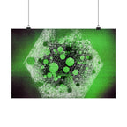 Abstract Neon Green Hexagon Matte Poster — Geometric Sci‑Fi Wall Art
