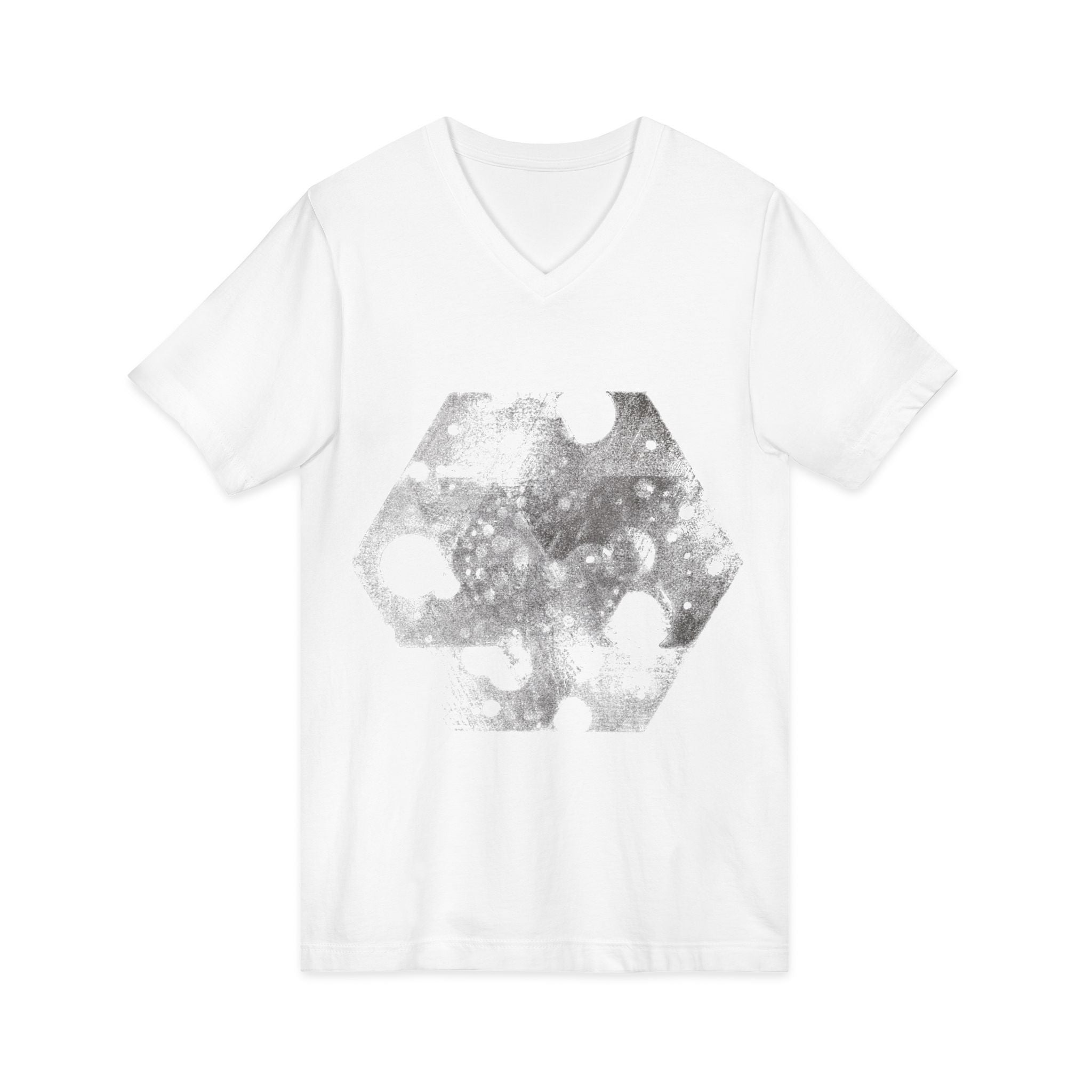 Hex Moon Graphic V-hals T-shirt Design Hex23 — Verweerde Space Cheese Vintage Astronomie V-hals T-shirt 