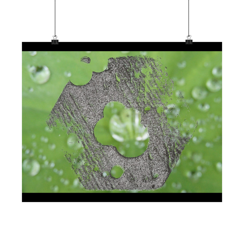 Dewy Leaf Macro Matte Horizontal Posters | Nature Water Droplet Wall Art