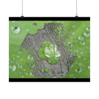 Dewy Leaf Macro Matte Horizontal Posters | Nature Water Droplet Wall Art