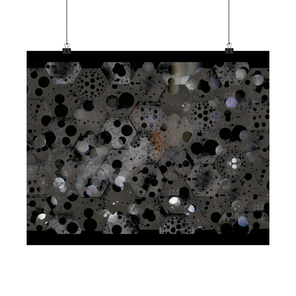 Abstract Black Bubble Matte Horizontal Poster — Modern Minimalist Wall Art