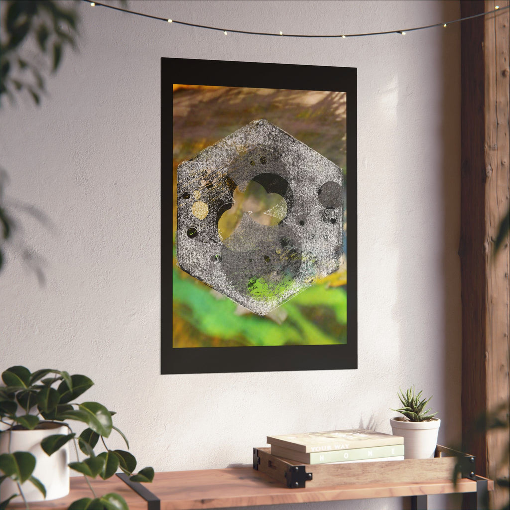 Abstract Hexagon Stone Matte Poster — Botanical Texture Wall Art