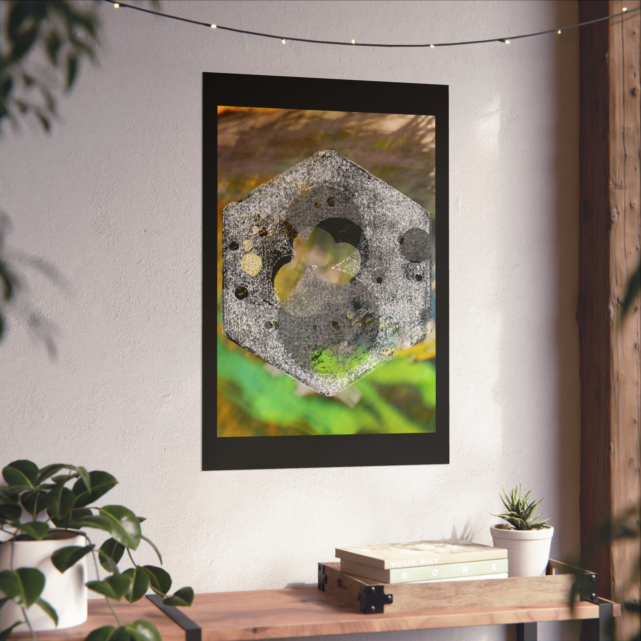Abstract Hexagon Stone Matte Poster — Botanical Texture Wall Art