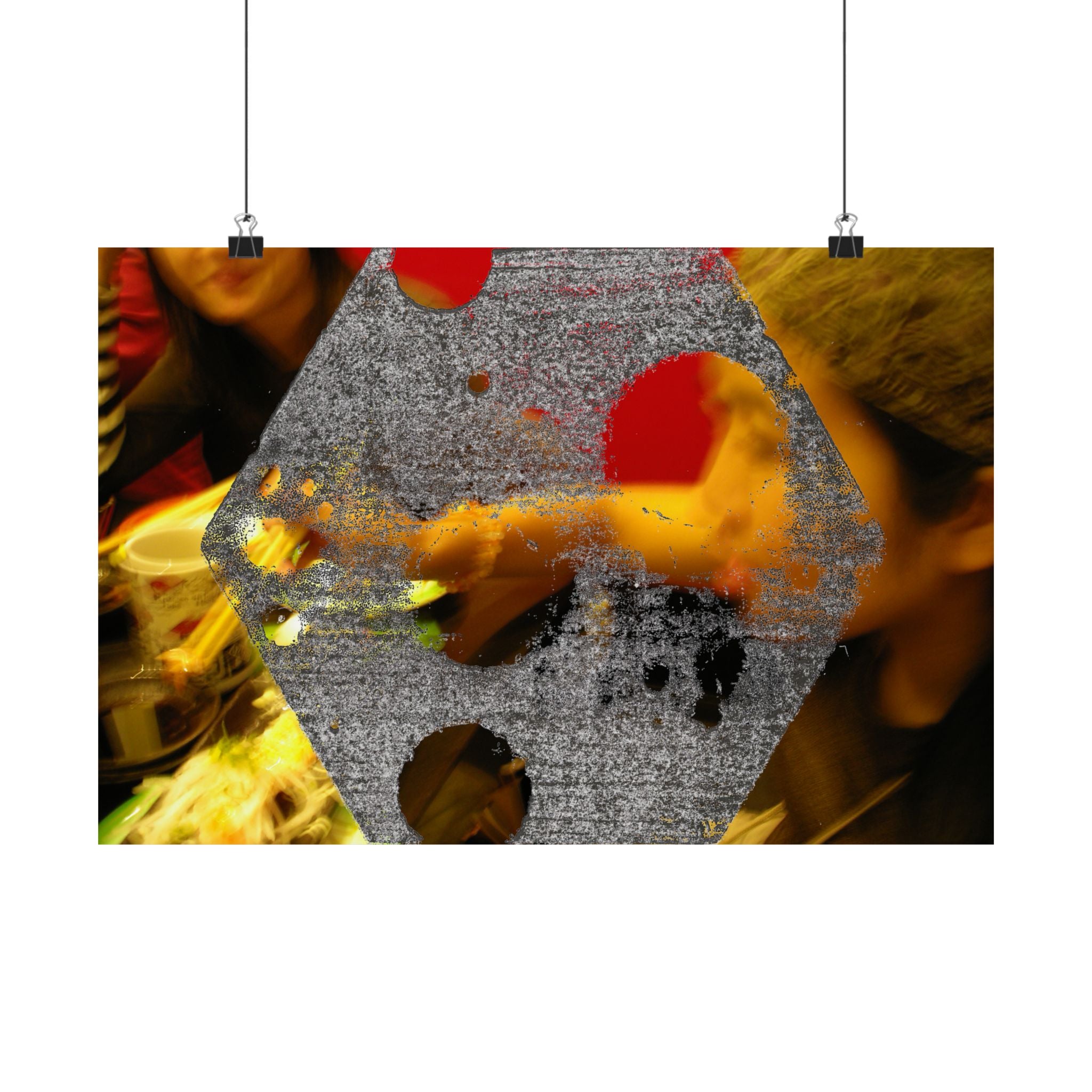 Abstract Hex Overlay Matte Poster — Modern Art Wall Print