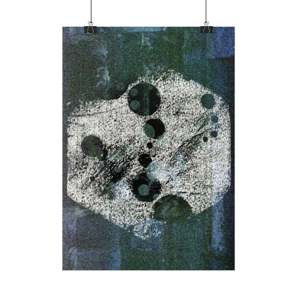 Abstracte maanfaseposter — Donkerblauwe muurdecoratie met textuur 