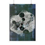 Abstracte maanfaseposter — Donkerblauwe muurdecoratie met textuur 