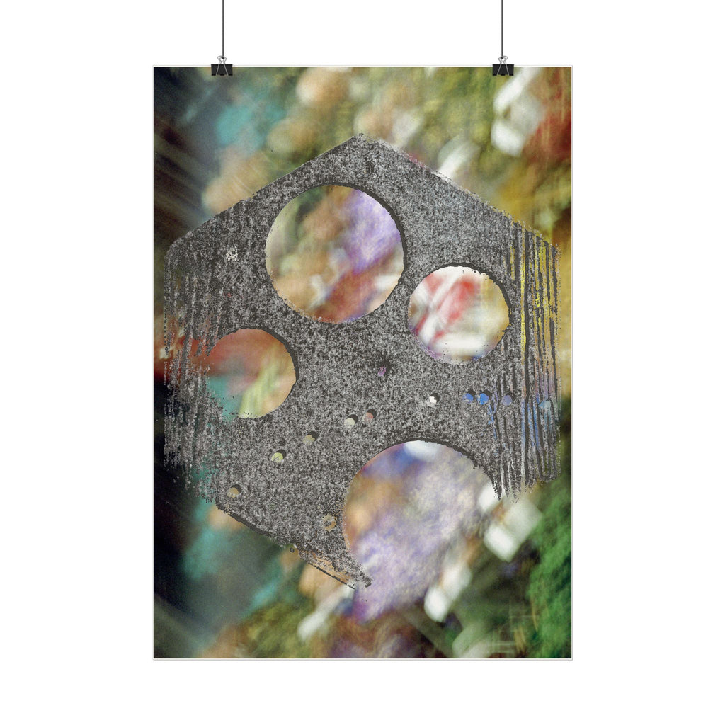 Abstract Geometric Hole Pattern Vertical Poster | Industrial Texture Art