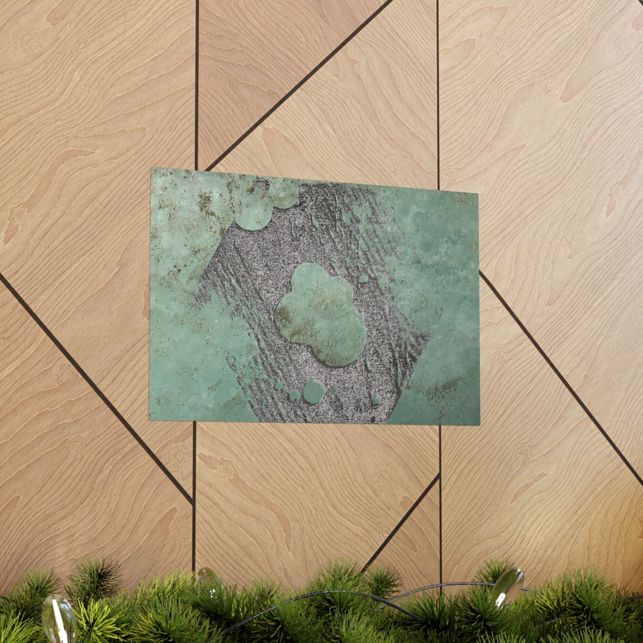 Abstracte poster met groene patina-textuur | Matte horizontale poster 