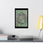 Abstract Geometric Hexagon Art Matte Vertical Poster | Green Textured Circles