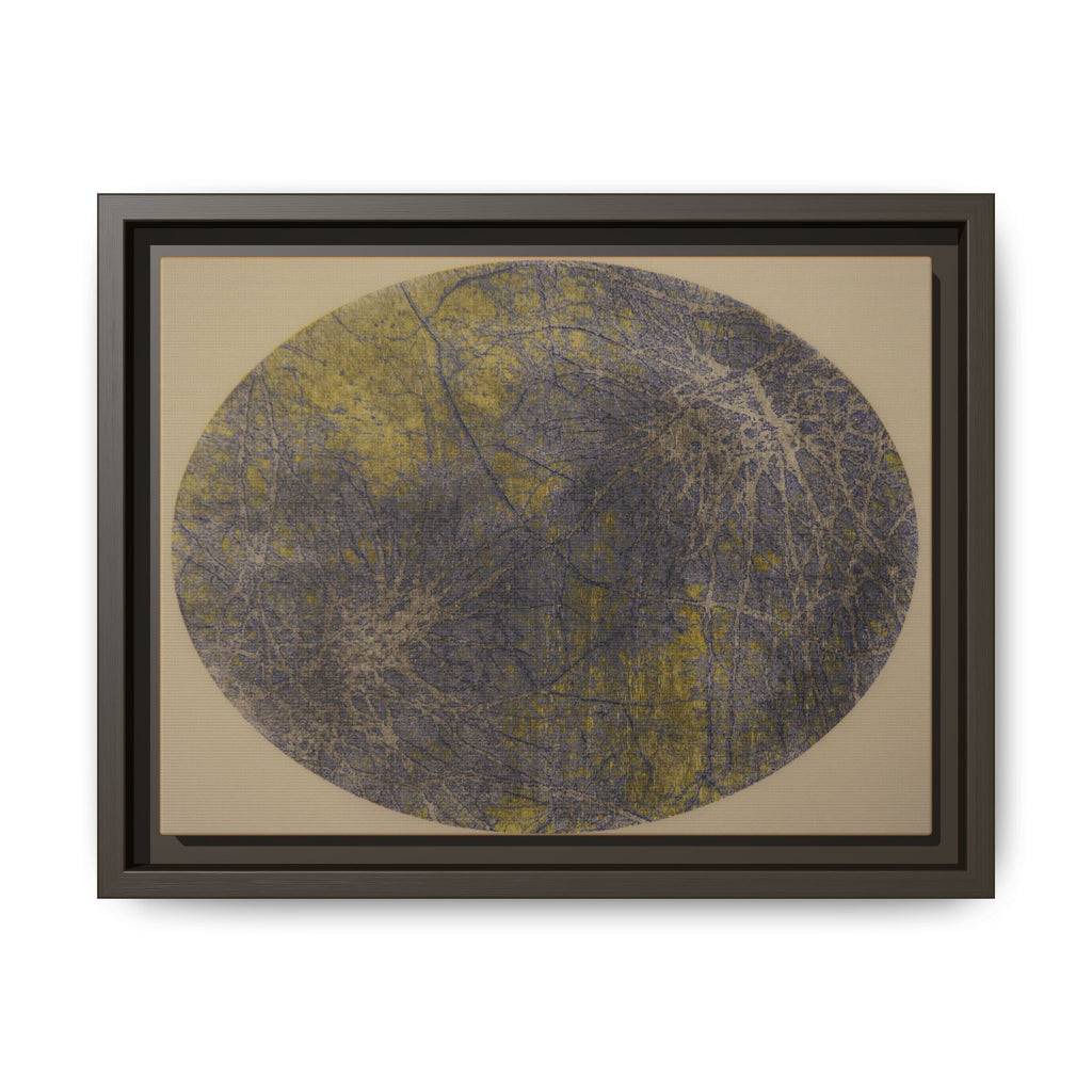 Abstract Orb Matte Canvas Framed Art — Blue & Gold Textured Wall Print - no 39