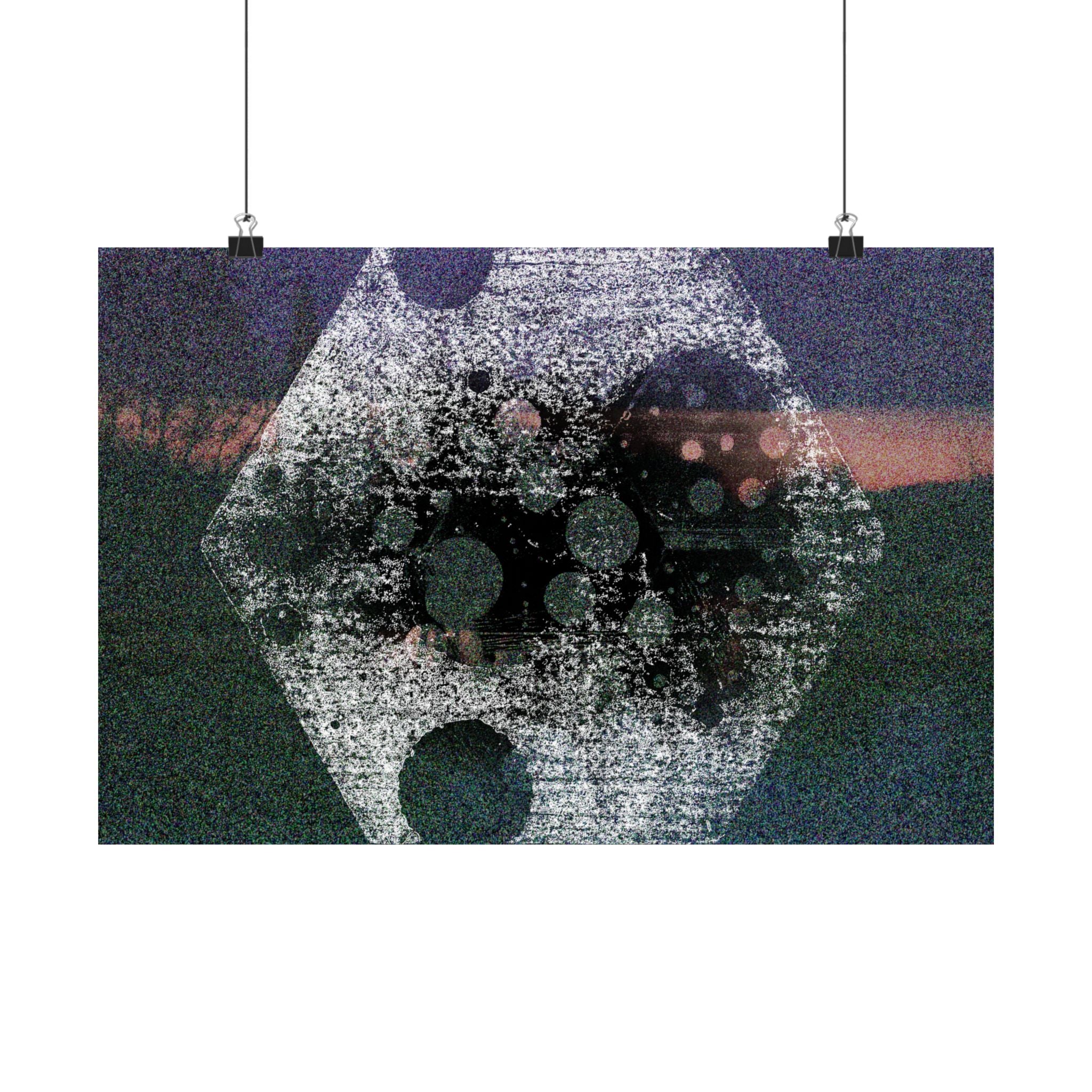 Abstract Hexagon Matte Poster — Grainy Nightscape Wall Art