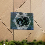Abstract Hexagon Galaxy Matte Poster — Blue Green Modern Wall Art