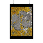 Lichen Texture Matte Poster — Yellow & Gray Nature Wall Art