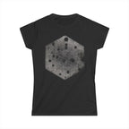 Dames T-shirt met Hexagon Galaxy-print — T-shirt met verweerde Space Dot-afbeelding 
