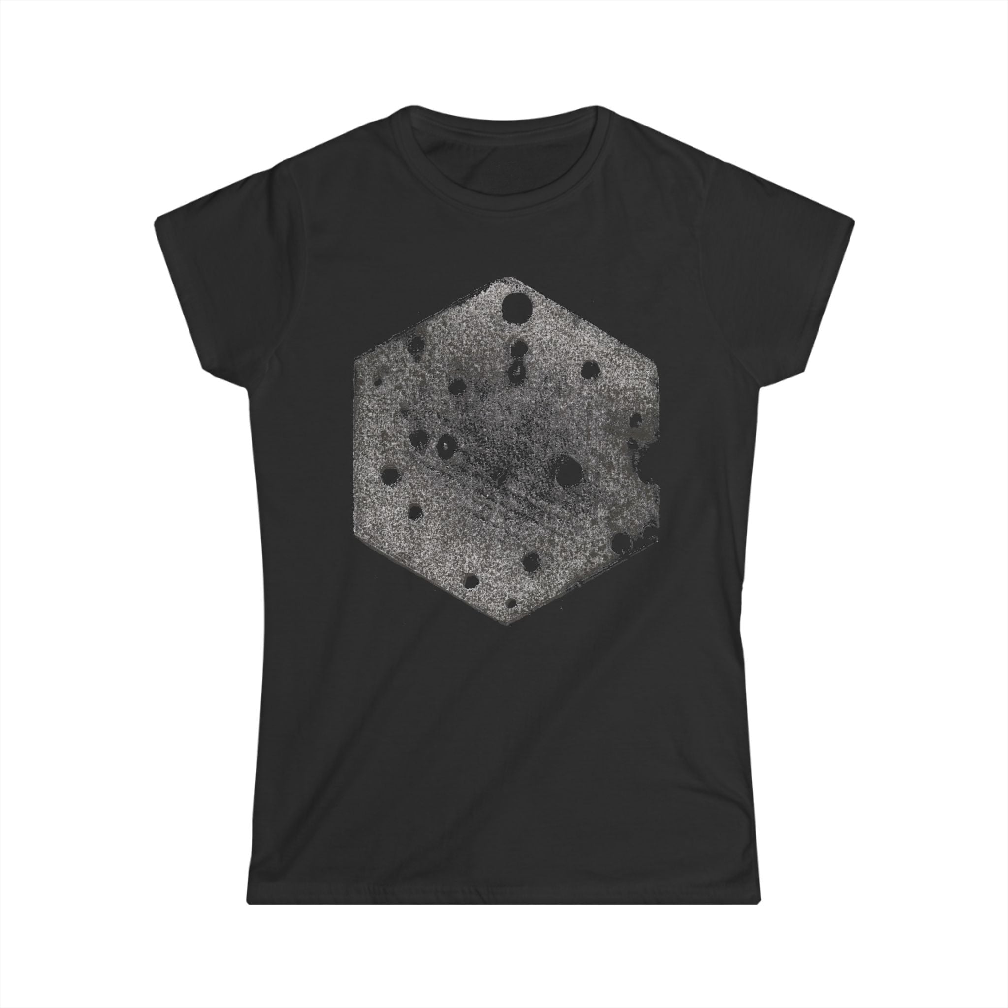 Dames T-shirt met Hexagon Galaxy-print — T-shirt met verweerde Space Dot-afbeelding 
