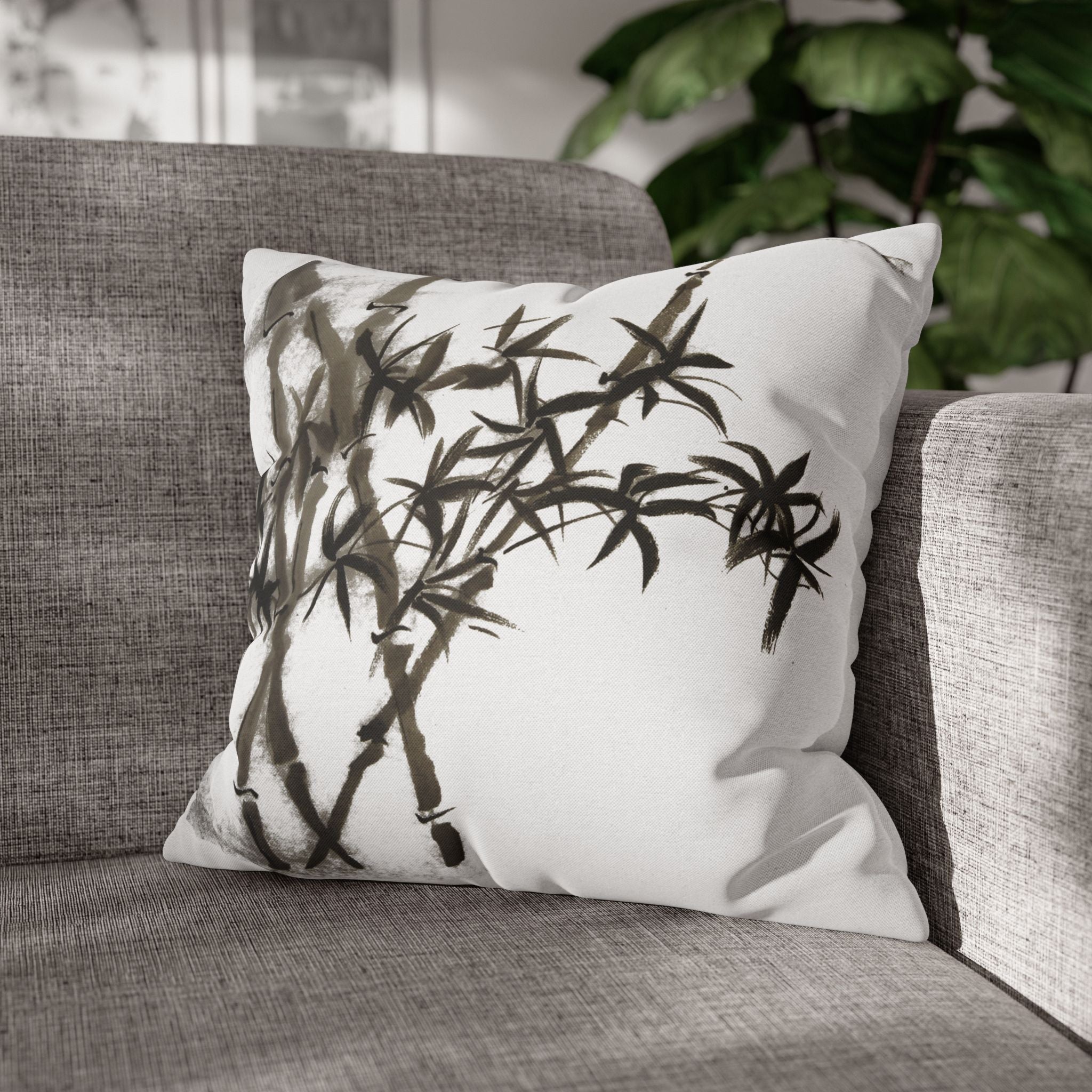 Bamboo Ink Sumi-E Decorative Pillowcase